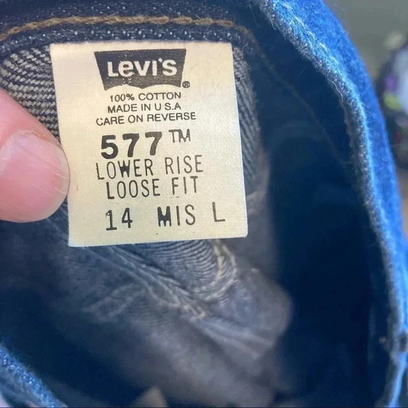 Levi’s  vintage 577 lower rise loose fit 14 L made in USA 100% cotton jeans - Picture 3 of 3